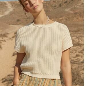 POETRY Crochet Stitch Organic Cotton Sweater Ecru 12